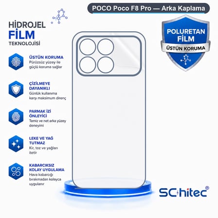 SChitec POCO Poco F8 Pro Uyumlu Arka Yüzey Hidrojel Koruyucu Film