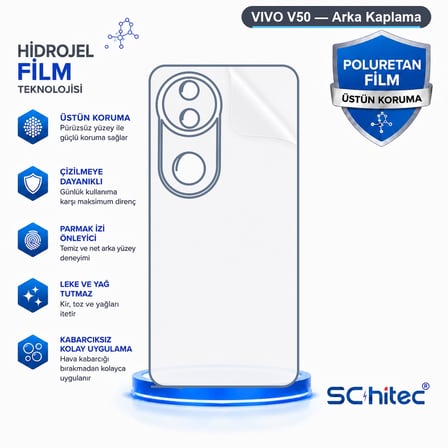 SChitec VIVO V50 Uyumlu Arka Yüzey Hidrojel Koruyucu Film