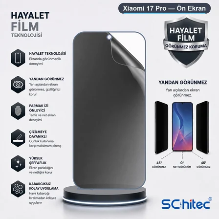 SChitec Xiaomi 17 Pro Uyumlu Ön Yüzey Hayalet Privacy Hidrojel Ekran Koruyucu