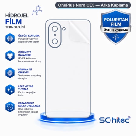 SChitec OnePlus Nord CE5 Uyumlu Arka Yüzey Hidrojel Koruyucu Film