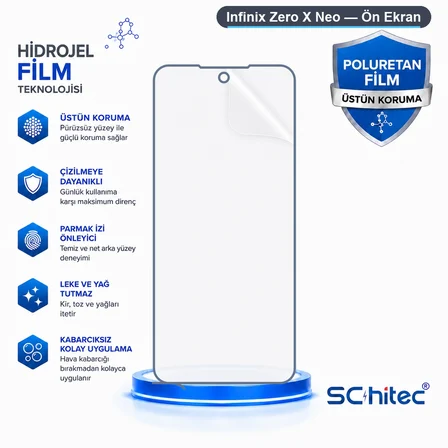 SChitec Infinix Zero X Neo Uyumlu Ön Yüzey Nano Şeffaf Hidrojel Ekran Koruyucu