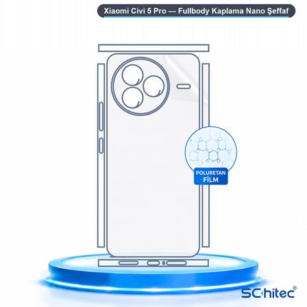 SChitec Xiaomi Civi 5 Pro Uyumlu Fullbody Arka Kaplama Hidrojel Koruyucu Film