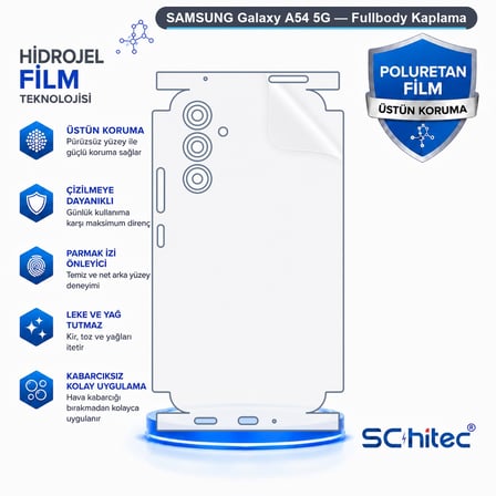 SChitec SAMSUNG Galaxy A54 5G Uyumlu Fullbody Arka Kaplama Hidrojel Koruyucu Film
