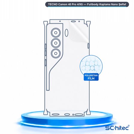 SChitec TECNO Camon 40 Pro 4/5G Uyumlu Fullbody Arka Kaplama Hidrojel Koruyucu Film