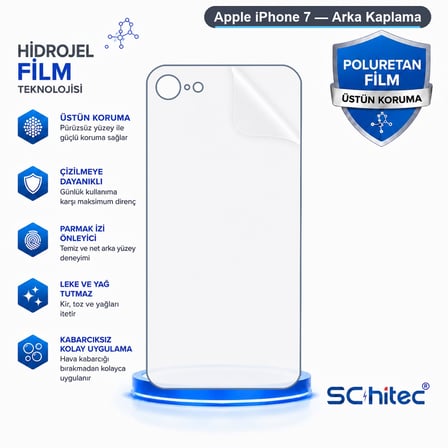 SChitec Apple iPhone 7 Uyumlu Arka Yüzey Hidrojel Koruyucu Film