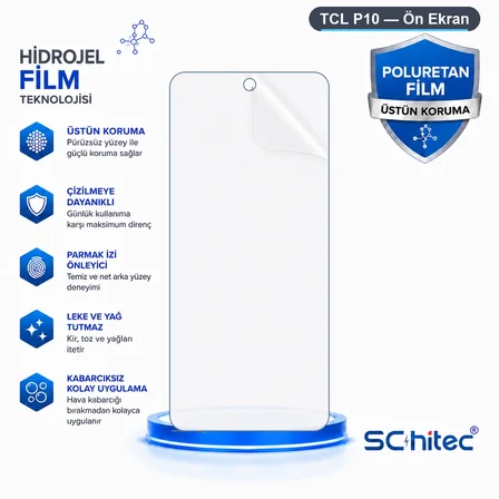 SChitec TCL P10 Uyumlu Ön Yüzey Nano Şeffaf Hidrojel Ekran Koruyucu