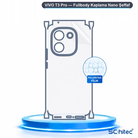 SChitec VIVO T3 Pro Uyumlu Fullbody Arka Kaplama Hidrojel Koruyucu Film