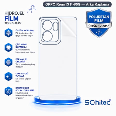 SChitec OPPO Reno13 F 4/5G Uyumlu Arka Yüzey Hidrojel Koruyucu Film