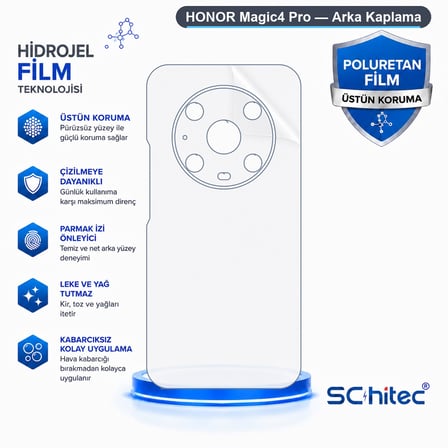 SChitec HONOR Magic4 Pro Uyumlu Arka Yüzey Hidrojel Koruyucu Film