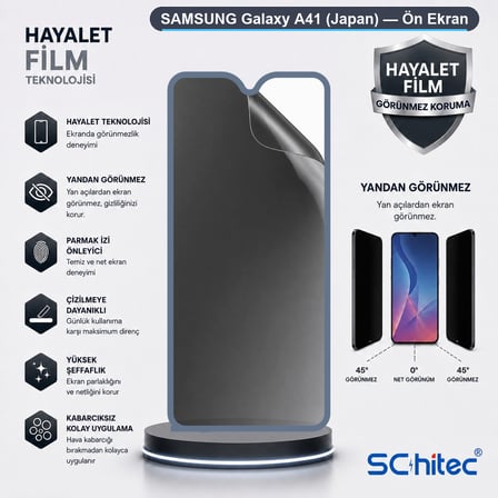 SChitec SAMSUNG Galaxy A41 (Japan) Uyumlu Ön Yüzey Hayalet Privacy Hidrojel Ekran Koruyucu
