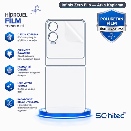 SChitec Infinix Zero Flip Uyumlu Arka Yüzey Hidrojel Koruyucu Film