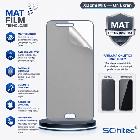 SChitec Xiaomi Mi 6 Uyumlu Ön Yüzey Mat Hidrojel Ekran Koruyucu