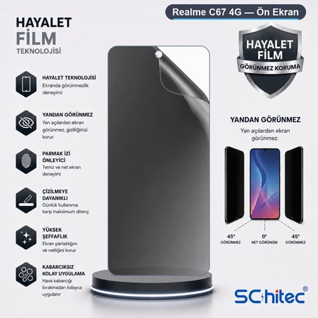 SChitec Realme C67 4G Uyumlu Ön Yüzey Hayalet Privacy Hidrojel Ekran Koruyucu
