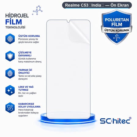 SChitec Realme C53（India） Uyumlu Ön Yüzey Nano Şeffaf Hidrojel Ekran Koruyucu
