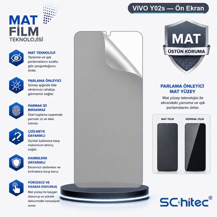 SChitec VIVO Y02s Uyumlu Ön Yüzey Mat Hidrojel Ekran Koruyucu