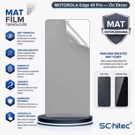 SChitec MOTOROLA Edge 40 Pro Uyumlu Ön Yüzey Mat Hidrojel Ekran Koruyucu