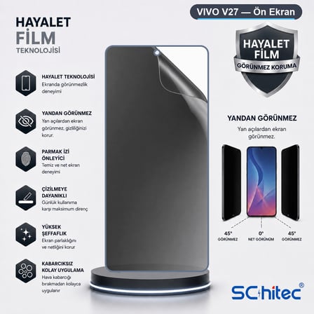 SChitec VIVO V27 Uyumlu Ön Yüzey Hayalet Privacy Hidrojel Ekran Koruyucu