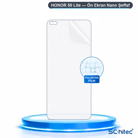 SChitec HONOR 50 Lite Uyumlu Ön Yüzey Nano Şeffaf Hidrojel Ekran Koruyucu