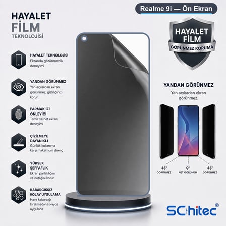 SChitec Realme 9i Uyumlu Ön Yüzey Hayalet Privacy Hidrojel Ekran Koruyucu