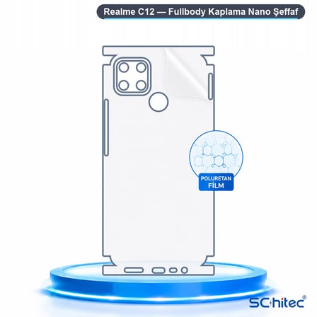 SChitec Realme C12 Uyumlu Fullbody Arka Kaplama Hidrojel Koruyucu Film