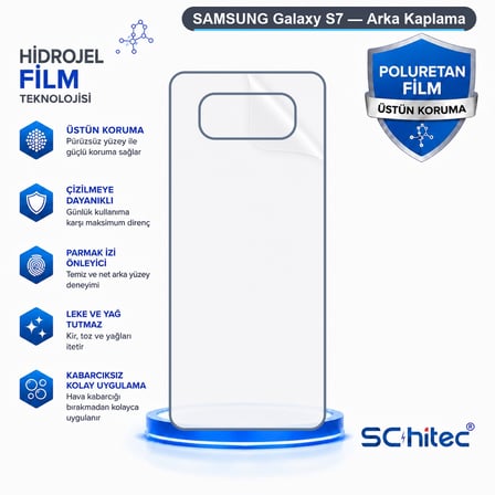 SChitec SAMSUNG Galaxy S7 Uyumlu Arka Yüzey Hidrojel Koruyucu Film