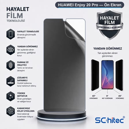 SChitec HUAWEI Enjoy 20 Pro Uyumlu Ön Yüzey Hayalet Privacy Hidrojel Ekran Koruyucu