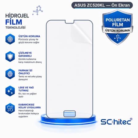 SChitec ASUS ZC520KL Uyumlu Ön Yüzey Nano Şeffaf Hidrojel Ekran Koruyucu