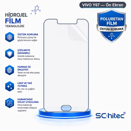 SChitec VIVO Y67 Uyumlu Ön Yüzey Nano Şeffaf Hidrojel Ekran Koruyucu