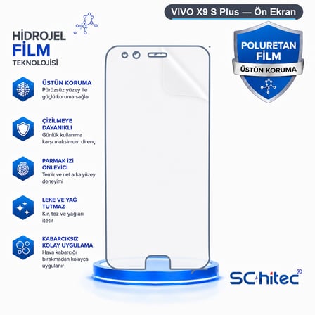 SChitec VIVO X9 S Plus Uyumlu Ön Yüzey Nano Şeffaf Hidrojel Ekran Koruyucu