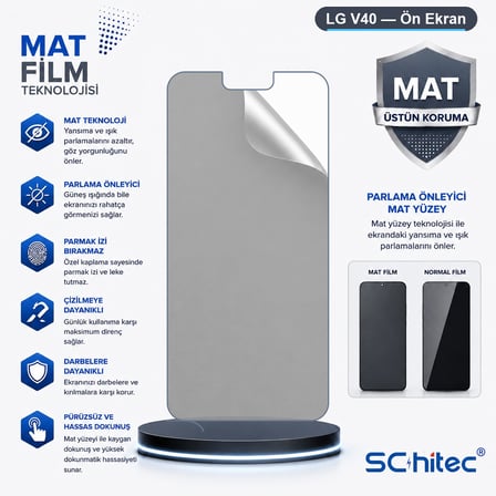 SChitec LG V40 Uyumlu Ön Yüzey Mat Hidrojel Ekran Koruyucu