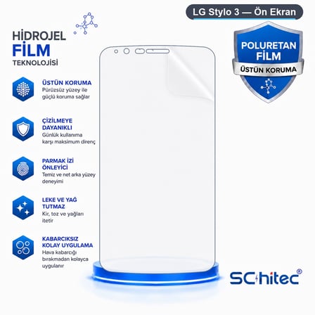 SChitec LG Stylo 3 Uyumlu Ön Yüzey Nano Şeffaf Hidrojel Ekran Koruyucu