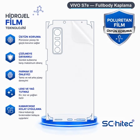 SChitec VIVO S7e Uyumlu Fullbody Arka Kaplama Hidrojel Koruyucu Film