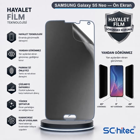SChitec SAMSUNG Galaxy S5 Neo Uyumlu Ön Yüzey Hayalet Privacy Hidrojel Ekran Koruyucu