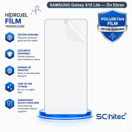 SChitec SAMSUNG Galaxy S10 Lite Uyumlu Ön Yüzey Nano Şeffaf Hidrojel Ekran Koruyucu