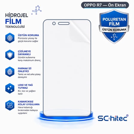 SChitec OPPO R7 Uyumlu Ön Yüzey Nano Şeffaf Hidrojel Ekran Koruyucu