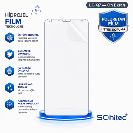 SChitec LG Q7 Uyumlu Ön Yüzey Nano Şeffaf Hidrojel Ekran Koruyucu