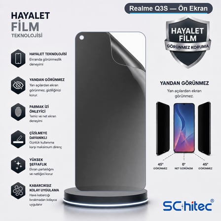 SChitec Realme Q3S Uyumlu Ön Yüzey Hayalet Privacy Hidrojel Ekran Koruyucu