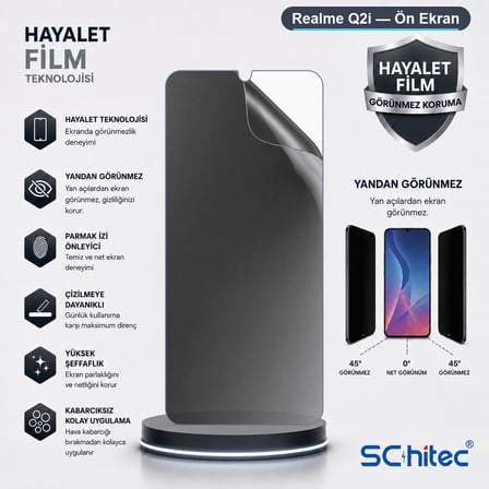 SChitec Realme Q2i Uyumlu Ön Yüzey Hayalet Privacy Hidrojel Ekran Koruyucu