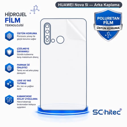 SChitec HUAWEI Nova 5i Uyumlu Arka Yüzey Hidrojel Koruyucu Film