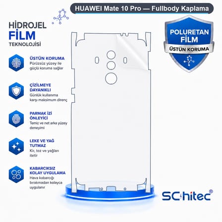 SChitec HUAWEI Mate 10 Pro Uyumlu Fullbody Arka Kaplama Hidrojel Koruyucu Film