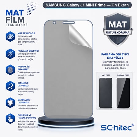 SChitec SAMSUNG Galaxy J1 MINI Prime Uyumlu Ön Yüzey Mat Hidrojel Ekran Koruyucu
