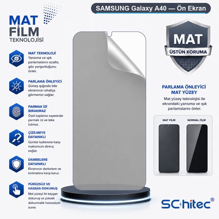 SChitec SAMSUNG Galaxy A40 Uyumlu Ön Yüzey Mat Hidrojel Ekran Koruyucu