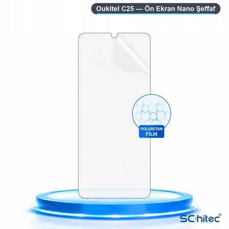 SChitec Oukitel C25 Uyumlu Ön Yüzey Nano Şeffaf Hidrojel Ekran Koruyucu
