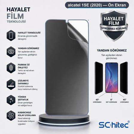SChitec alcatel 1SE (2020) Uyumlu Ön Yüzey Hayalet Privacy Hidrojel Ekran Koruyucu