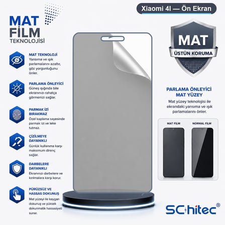 SChitec Xiaomi 4I Uyumlu Ön Yüzey Mat Hidrojel Ekran Koruyucu