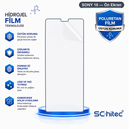 SChitec SONY 10 Uyumlu Ön Yüzey Nano Şeffaf Hidrojel Ekran Koruyucu