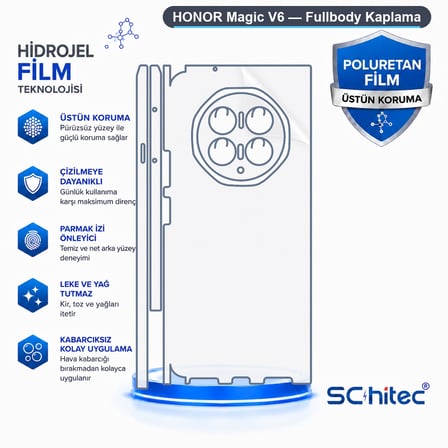 SChitec HONOR Magic V6 Uyumlu Fullbody Arka Kaplama Hidrojel Koruyucu Film