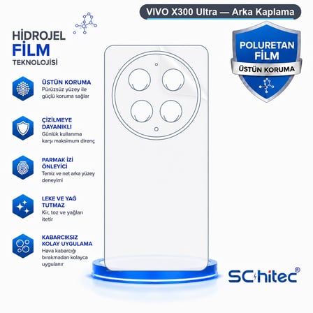 SChitec VIVO X300 Ultra Uyumlu Arka Yüzey Hidrojel Koruyucu Film