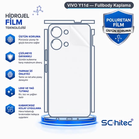SChitec VIVO Y11d Uyumlu Fullbody Arka Kaplama Hidrojel Koruyucu Film