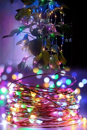 BUFFER® Pilli Renkli Peri Led Işık Dekoratif Aydınlatma 5 Metre RGB Led